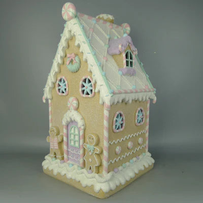 51CM PINK/GREEN GINGERBREAD HOUSE