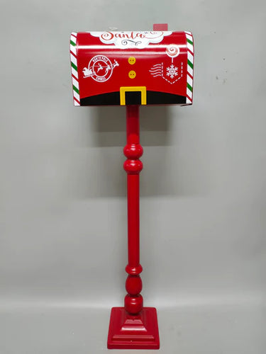 100CM RED/W POST BOX ON POLE