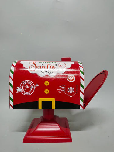 25CM RED/W POSTBOX ON FOOT