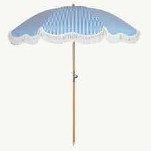 Blue & White Striped Fringe Premium Umbrella