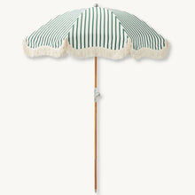 Forest Green & White Striped Fringe Premium Umbrella