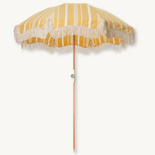 Yellow & White Striped Fringe Premium Umbrella
