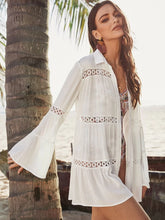 Circle Lace Insert Bell Sleeve Layered Cover Up