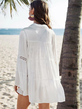 Circle Lace Insert Bell Sleeve Layered Cover Up