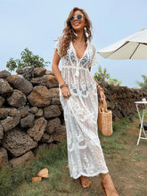 Embroidery Mesh Lace Cover Up - Ivory