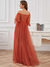 Off Shoulder Tulle Mesh Maternity Dress