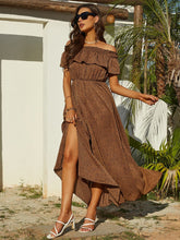 Off The Shoulder Leopard Print Ruffle Maxi