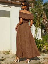 Off The Shoulder Leopard Print Ruffle Maxi