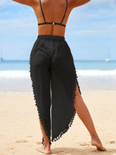 Tassel Slit Thigh Beach Skort - Black