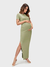 Maternity Pistachio Split Bodycon Dress