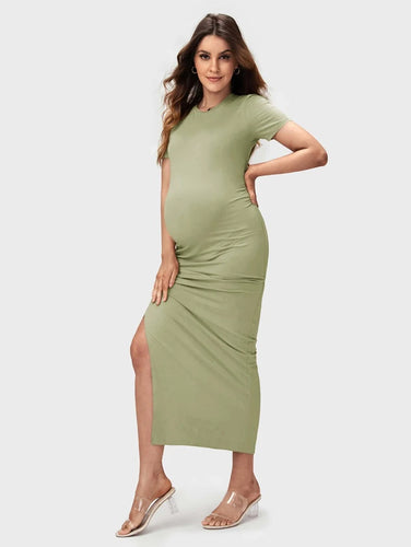 Maternity Pistachio Split Bodycon Dress
