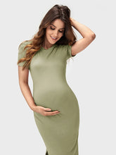 Maternity Pistachio Split Bodycon Dress