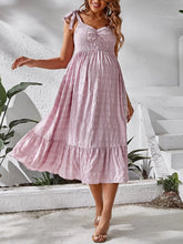 Maternity Pale Rose Ruched Ruffle Midi Dress