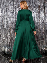 Maternity Evening Silk Emerald Belted Dress