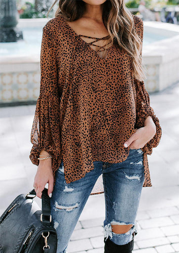 So Whimsical Drape Sleeve Blouse Brown