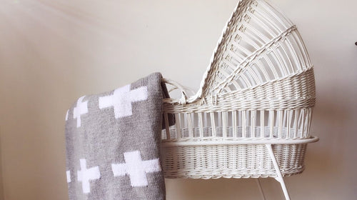 Crib Blanket - Grey Swiss Cross
