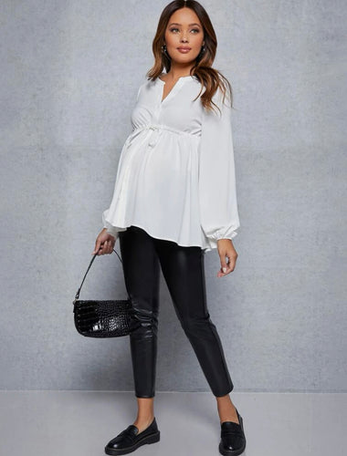Maternity Drawstring Waist Blouse
