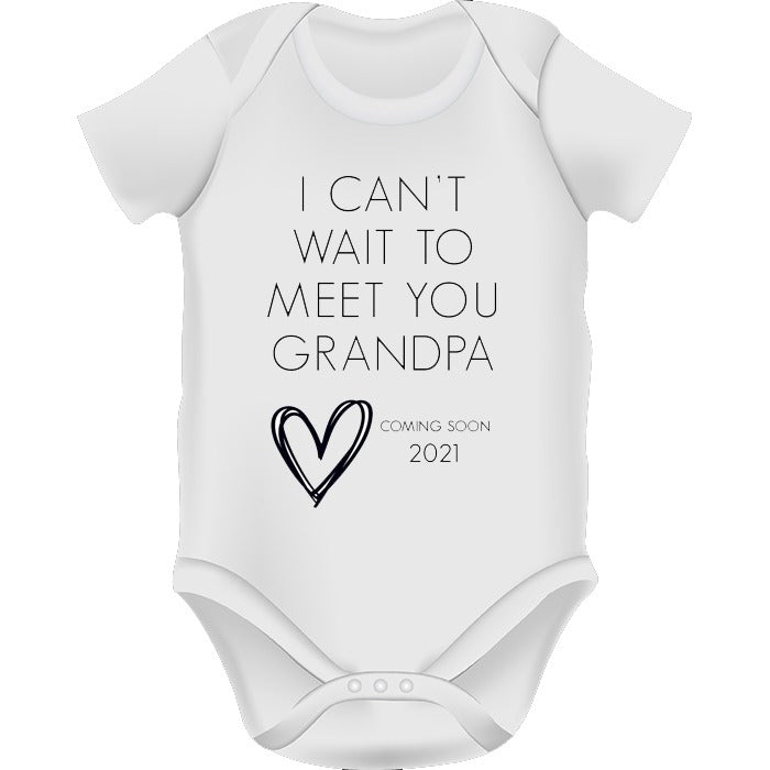 ‘I can’t wait to meet you Grandpa’ Baby Announcement Onesie
