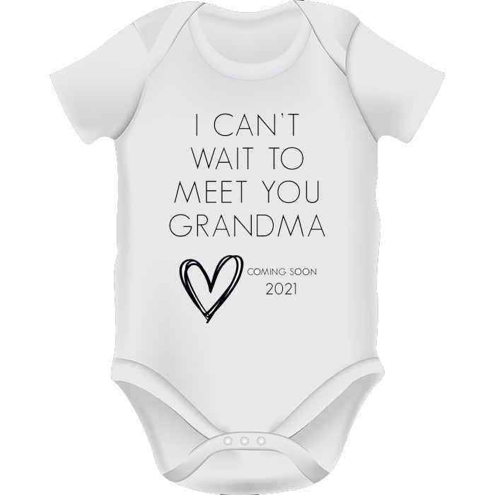 ‘I can’t wait to meet you Grandma’ Baby Announcement Onesie