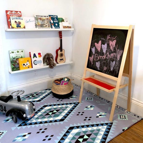 Blue Moroccan Rug/ Stripe Play Mat