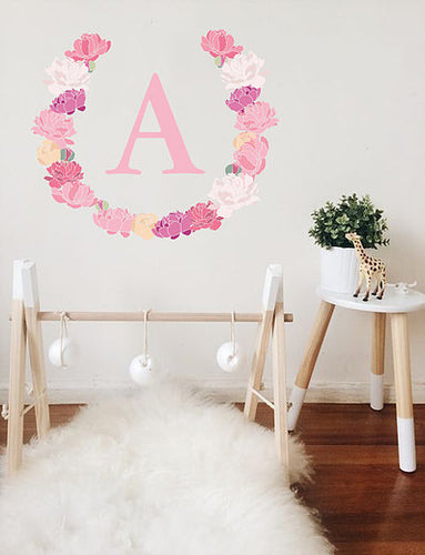 Flower Wreath Monogram Wall Art