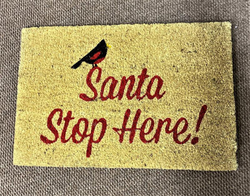 XMAS MAT SANTA STOP HERE