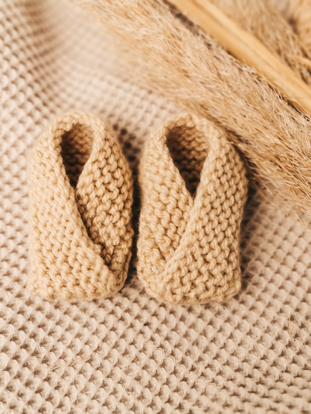 Knitted Booties - Beige