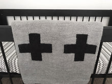 Crib Blanket - Grey/Black Swiss Cross