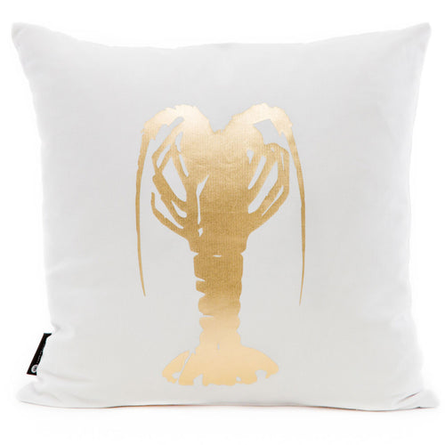 Gold Crayfish Print Cushion