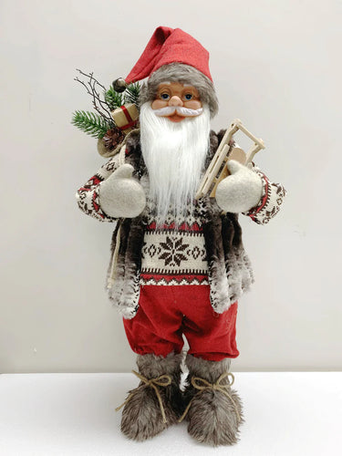 60CM SANTA CREAM/BEAR SWEATER