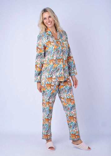 White Jungle Print Sleepwear Set