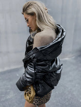Faux Leather Puffer Jacket