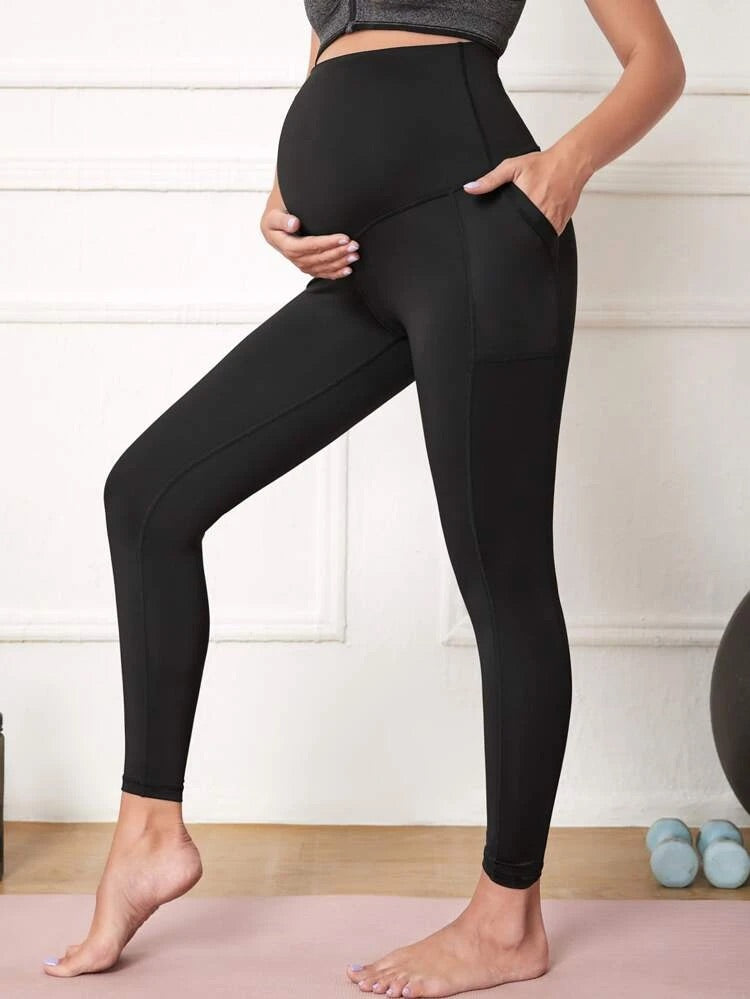 Maternity Leggings with Pockets - Black