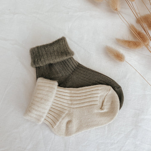 Crew Socks 2 Pack - Sage + Beige