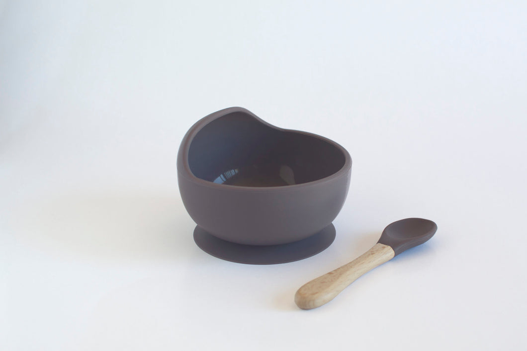 Silicone Suction Bowl + Spoon - Mauve