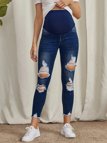 Georgia Ripped Dark Wash Maternity Jeans