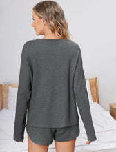Maternity Waffle Knit Drop Shoulder Set - Dark Grey