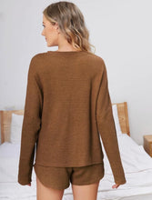 Maternity Waffle Knit Drop Shoulder Set - Tan
