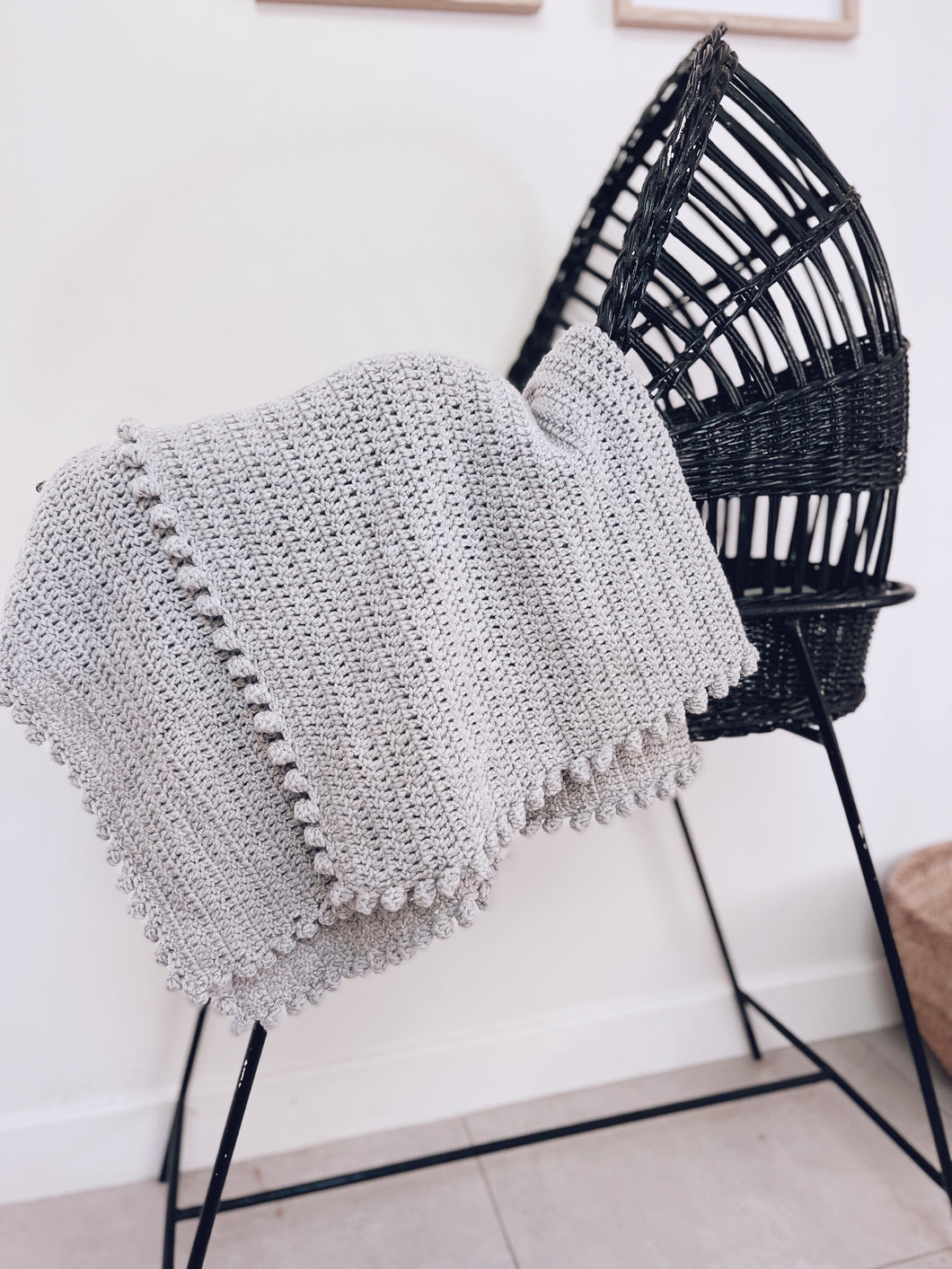 Bobble Edge Crochet Crib Blanket
