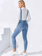Patch Pocket Ripped Denim Maternity Overalls
