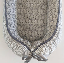 Grey Baby Zebra + Grey Herringbone (Grey Trim) Sleeping Pod