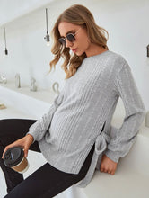 Maternity Rib Knit Tee - Grey Mist
