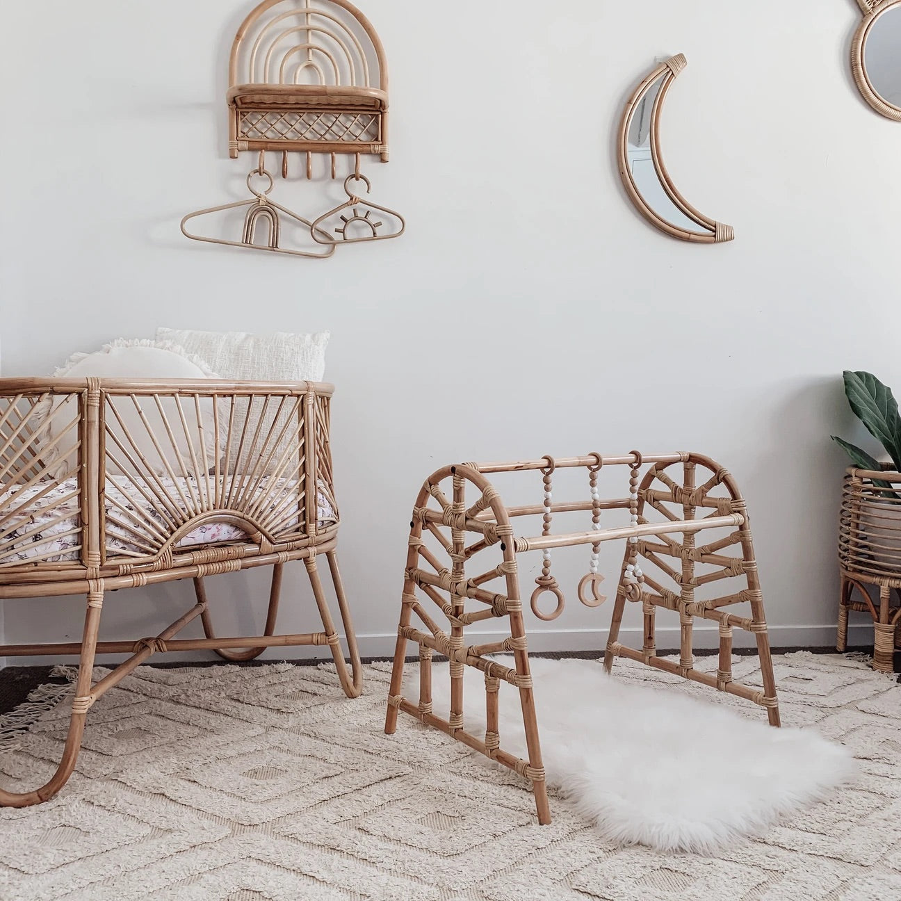 Rattan Baby Play Gym with Dangles Baby Couture