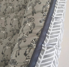 Grey Baby Zebra + Grey Herringbone (Grey Trim) Sleeping Pod