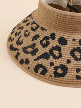 Leopard Print Bow Straw Visor Hat