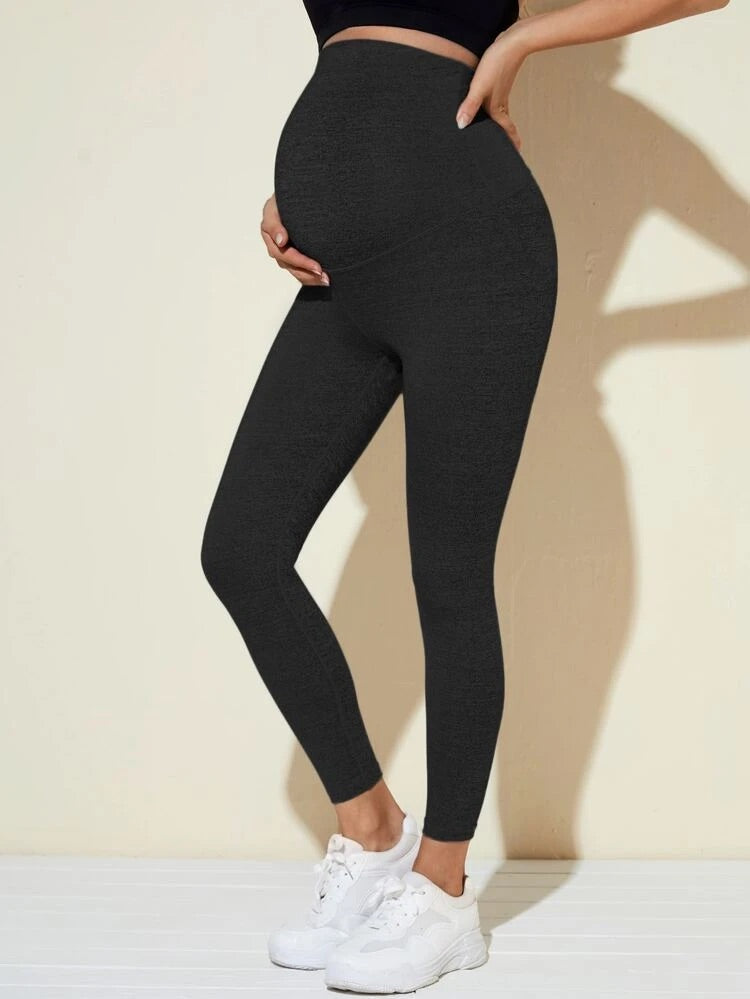 Lily Solid Waistband Maternity Leggings - Charcoal Melange – Baby