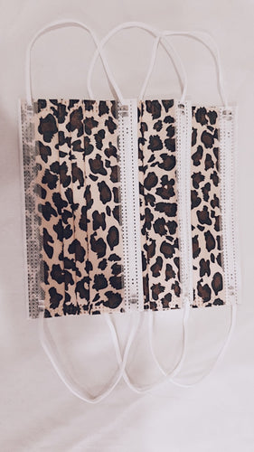 Leopard Print 3-Ply Disposable Face Mask Pack