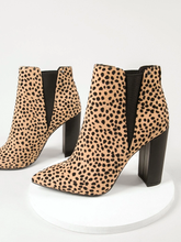 Leopard Black Heel Print Faux Suede Ankle Boots