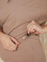 Maternity Pocket Patched Drop Shoulder Tee and Legging Shorts Set - Mocha