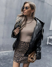 Faux Leather Puffer Jacket